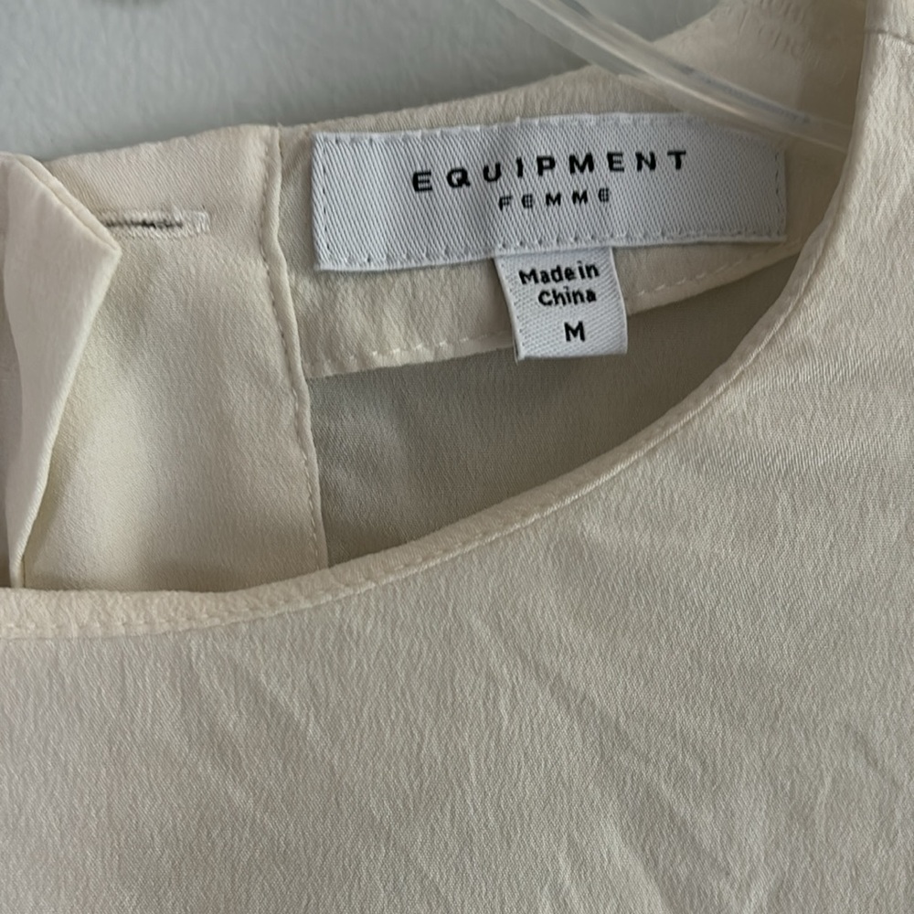 Equipment cream sheer long-sleeve 100% silk top - Picture 2 of 8